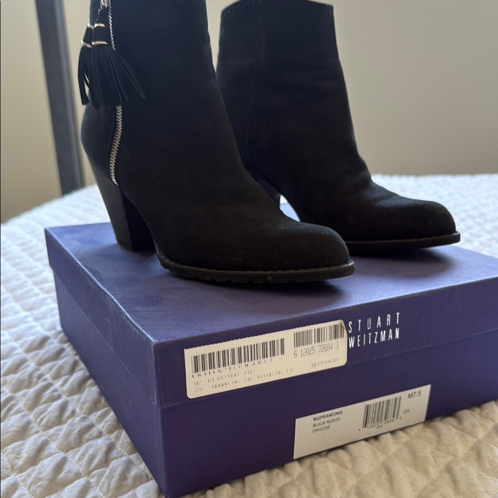 Stuart Weitzman Black Suede Ankle Boots
